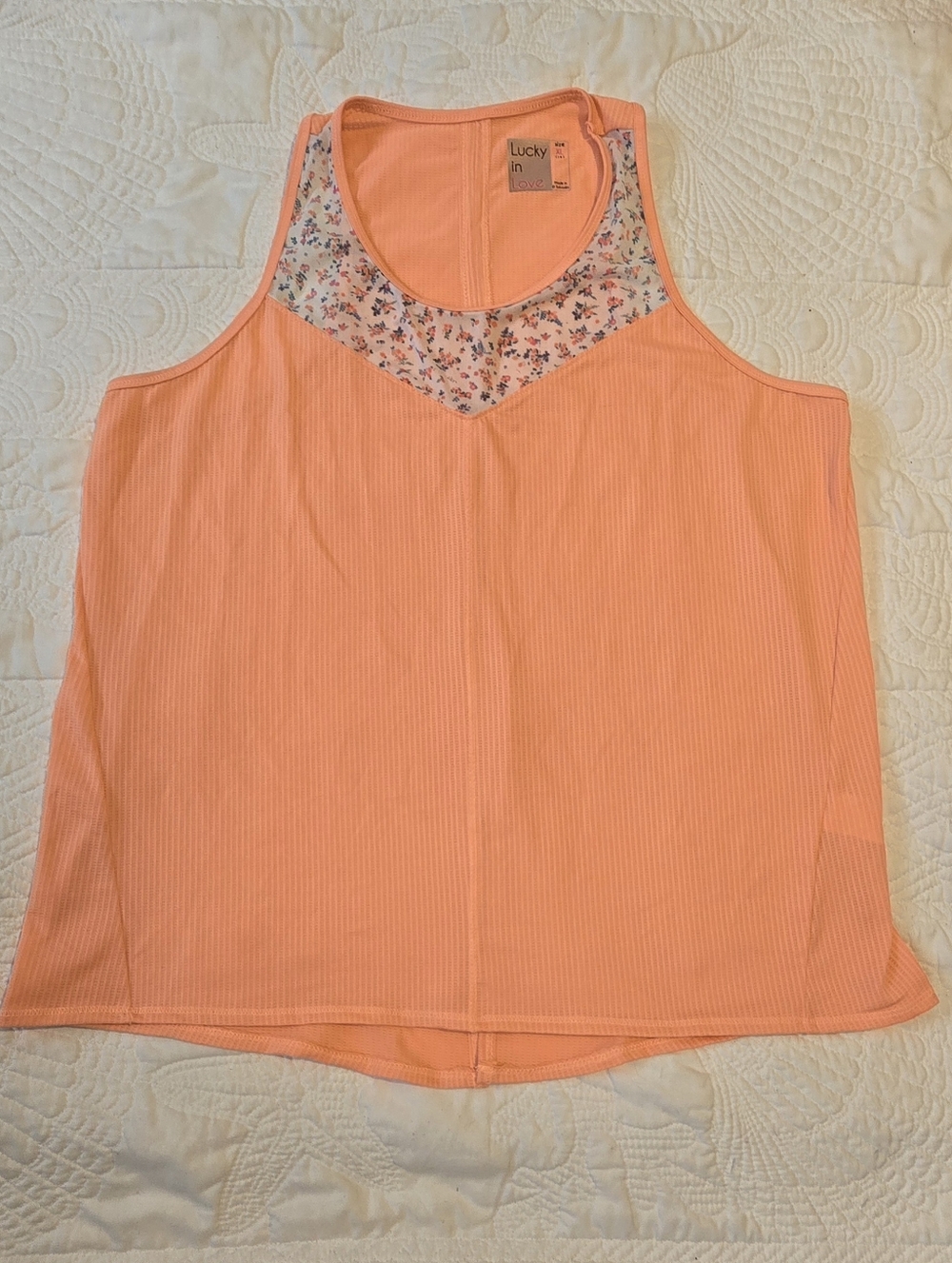 XL Lucky In Love Womens Liberty Blossom Tie-back Tank Top